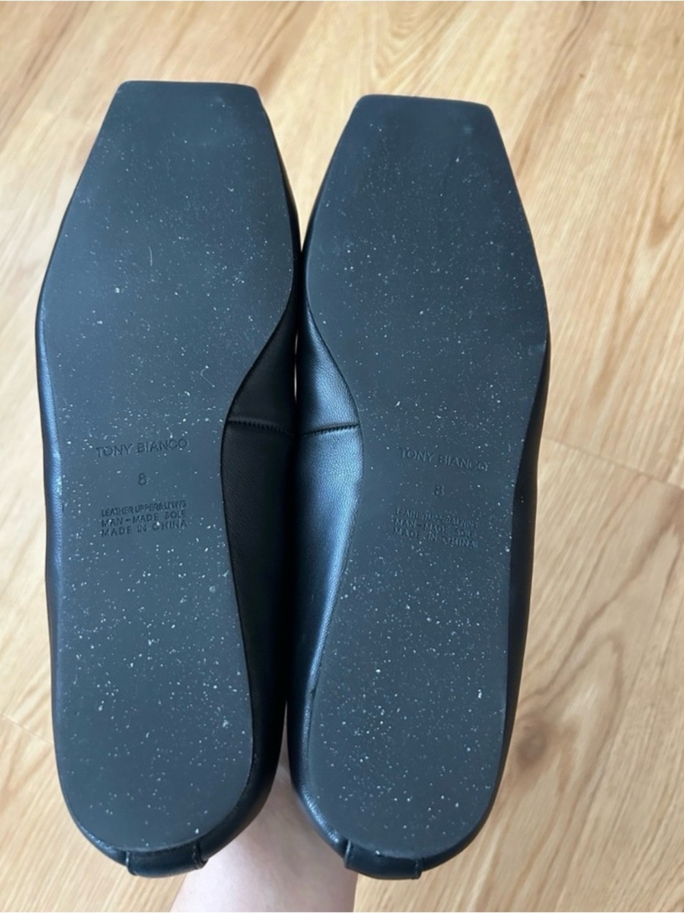Tony Bianco ‘Hawaii’ Black Square Toe Ballet Flats 8 1/2 New - Picture 2 of 4